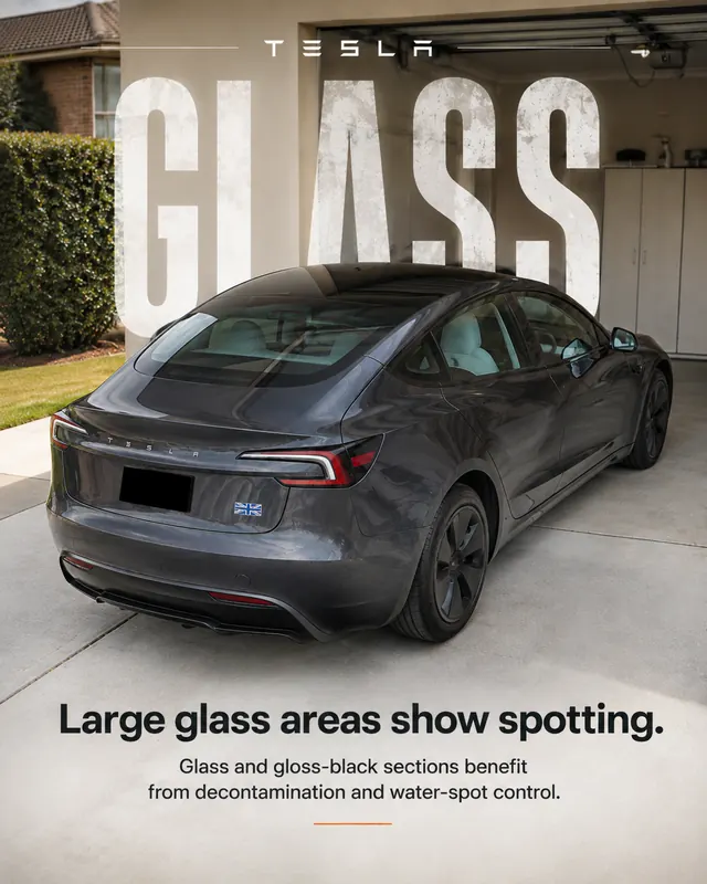 Tesla Model 3 - Large glass areas show spotting